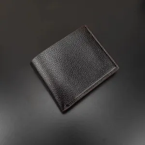 Portefeuille court homme noir en cuir PU minimaliste porte-cartes compartiment design fin
