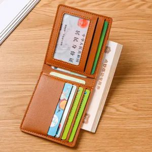 Herren Kurzgeldbörse braun PU Leder Kartenhalter minimalistisch praktisches Accessoire
