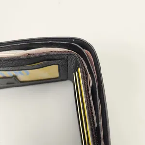 Portafoglio corto da uomo in pelle PU porta carte tasca con zip stile minimal dettaglio