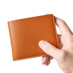 Herren kurze Zweifach Geldbörse einfarbig glattes Leder minimalistisch Kartenhalter Alltag