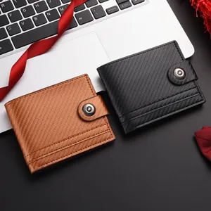 Herren Kurze Kohlefaser Muster Geldbörse mit Druckknopf Mehrere Kartenfächer Stil