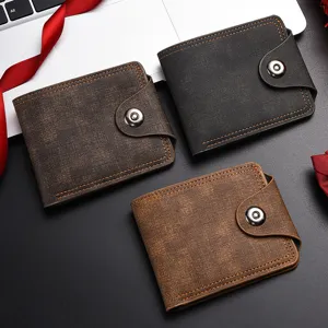 Portefeuille Court pour Homme Business Casual Cuir PU Portefeuille Pliable Multi-Fentes pour Cartes Fermeture à Bouton-Pression Porte-Monnaie Sac à Main