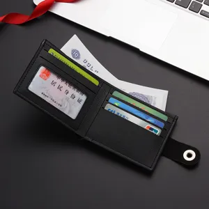 Herren Kurze Geldbörse mit Karomuster und Druckknopf, mehrere Kartenfächer schlichtes Design.
