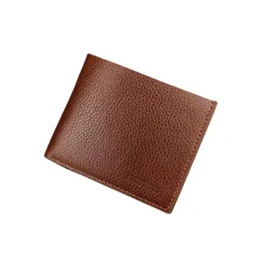 Portefeuille court pour homme en cuir PU marron avec texture fine et belles coutures élégantes.