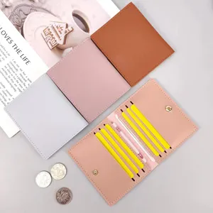 Macaron schmaler Kartenhalter für Damen und Herren, mehrfach Schlitz PU Leder Brieftasche.