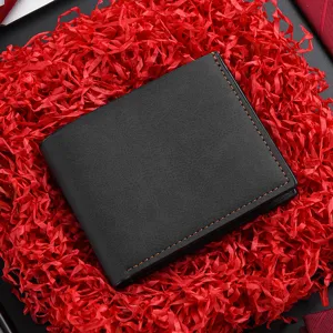 Portafoglio Corto in Pelle PU Retro Minimalista da Uomo Pieghevole in Due Borsellino Casual d'Affari