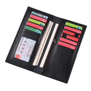 Portafoglio lungo da uomo multi-tasche per carte casual in pelle PU borsa nera