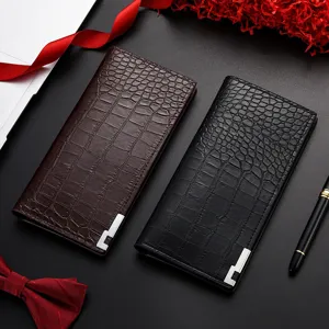 Cartera Larga para Hombre de Cuero PU con Patrón de Caimán Negocios Cremallera Embrague Tarjetero Múltiple