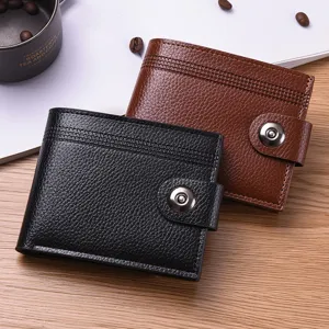 Herren Kurze PU Leder Geldbörse mit Druckknopf Mode Münzfach und Kartenhalter Business Stil