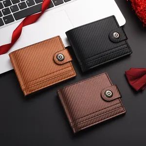 Herren Kurze Brieftasche Kohlefaser Textur PU Leder Kartenhalter Business Minimalistisches Münzfach Zweifach Gefaltet