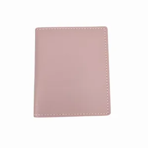 Macaron schmaler Kartenhalter für Damen und Herren, stilvolles rosa Kunstleder Kartenetui.