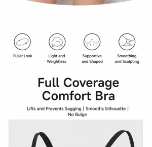Plus size full cup bra detail showcasing lift and support, comfortable thin underwear.