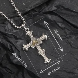 Collier pendentif croix œil d'Horus pour hommes style hip hop bijoux en argent.
