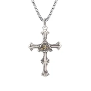 Homme vintage oeil d horus croix pendentif collier hip hop style bijoux image principale