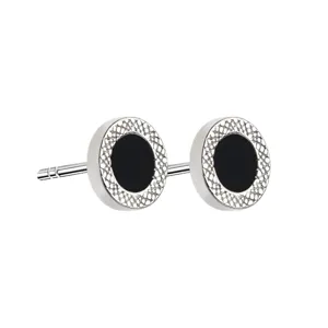 Classic Stainless Steel Black Round Stud Earrings For Men Women Fashion Geometric Jewelry