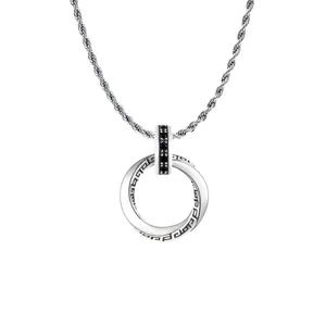 Collar de hombre con anillo Mobius y cadena de cuerda, colgante estilo hip hop.