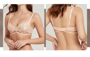 French style ultra-thin lace embroidered mesh sexy push up bra women underwear