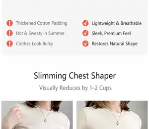 Detailed view of minimizer bra, showing slimming effect, thin cup vs padded comparison features.