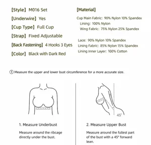 Plus size bra set specification size measurement guide for women comfortable full cup underwear