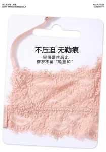 Close-up detail of delicate pink lace bra strap and soft breathable fabric, comfortable design.