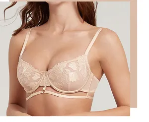 French ultra-thin lace embroidered mesh sexy push-up bra for women elegant lingerie
