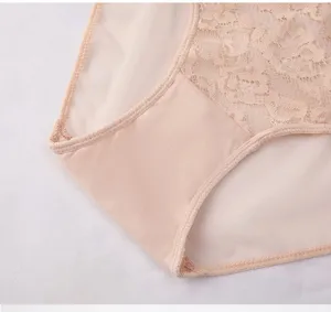 Nahaufnahme Detail von Damen atmungsaktiven Spitzenhöschen weicher Baumwollstoff bequemer Slip