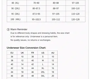 Tabella delle taglie per intimo e reggiseno da donna taglie forti con conversioni.
