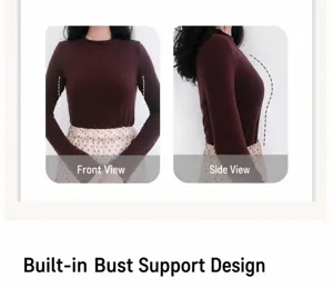 Dettaglio che mostra il design di supporto del seno e il confronto prima e dopo per donne.