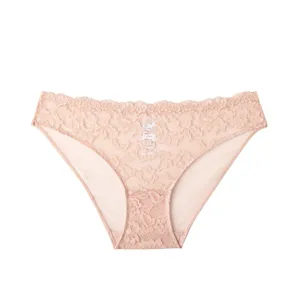 Slip da donna in pizzo a vita media, cotone puro traspirante, intimo comodo per l'estate quotidiana.