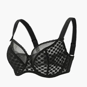 Plus Size Lace Lingerie Set Women Large Bust Minimizer Bra Set Thin Breathable Full Cup Underwire Bra And Panties Set