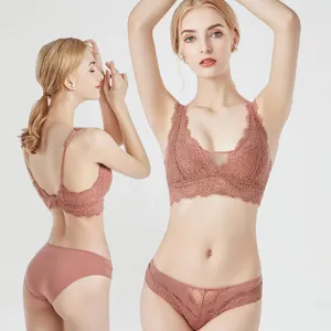 French Wireless Lace Bra And Panty Set Sexy Push Up Bralette For Women Comfortable Breathable Pure Desire Lingerie Set