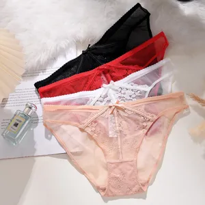 Exquisite lace floral detail and soft mesh fabric of women mid waist breathable panties pack.