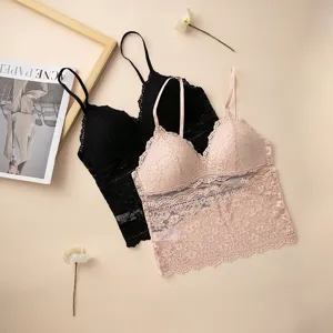 Damen Französisch Sexy Spitze Camisole BH Bügelos Dünne Dreieckskörbchen Weste Top