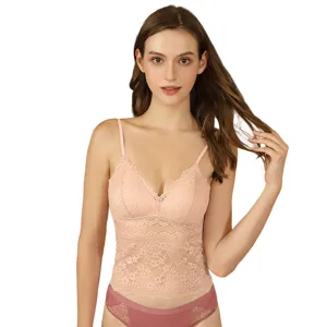Damen Sexy Spitze Camisole Bralette Dünn Bügellos Verstellbare Träger Unterwäsche Set