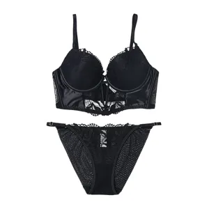 Französisches Fischgräten-Korsett-Stil Spitze BH-Set Für Damen Sexy Push-Up Lingerie-Set Transparentes Netz BH Und Slip Set