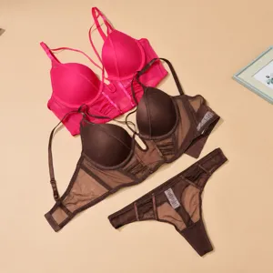 French sexy fishbone corset lingerie set for women, push up bra and panty shaping underwear.