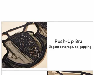 Plus Size Spitzen-BH mit Hasenohren-Cups, leichtes Push-Up-Design, sexy und stützend.