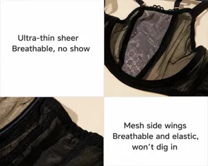 Hauchdünnes, transparentes Netz-BH-Detail, atmungsaktive Seitenflügel, bequemer Tragekomfort.