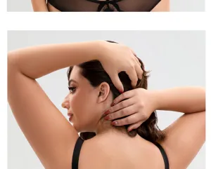 Schwarzer Spitzen-BH in großen Größen für Damen, sexy atmungsaktive Wäsche mit gutem Halt.