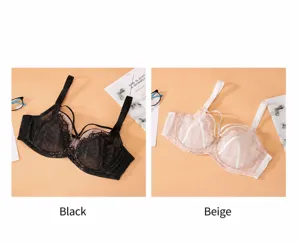 Dettaglio reggiseno taglie forti in pizzo francese, coppa intera, elegante e comodo.
