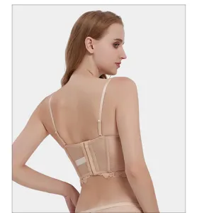 French boned corset bra for women, breathable push-up shaping vest underwear top detail.