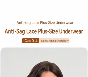 Plus size lace bra detail, anti-sag full cup design, breathable and comfortable support.