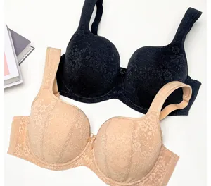 Plus size lace full cup push up bra for women, comfortable breathable anti sagging underwear.