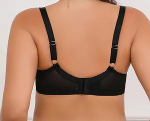Reggiseno nero taglie forti coppa intera spalline larghe chiusura posteriore underwear
