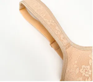 Detailed view of women plus size lace bra strap, breathable comfortable support.