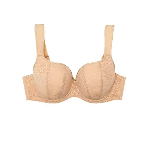 Women Plus Size Minimizer Bra Push Up Support Full Coverage Lace Bra For Large Breasts Comfortable Breathable Underwired Lingerie