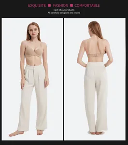 Nahtloser Push-up-Bra und hochtaillierte Wide-Leg-Hose, bequeme Alltagsbekleidung.