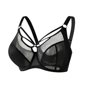 Plus Size Minimizer Bra Full Coverage Thin Mesh Underwired Supportive Lingerie For Women Large Bust Comfort Bra