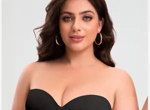 Reggiseno a fascia senza spalline taglie forti senza cuciture push-up nero confortevole