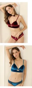 Fluwelen lingerieset met push-up triangeltje bh en bijpassend slipje voor dames.